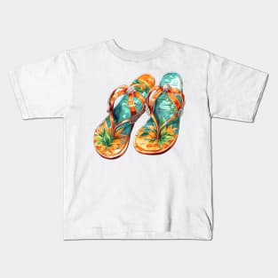Watercolor Flip Flops #2 Kids T-Shirt